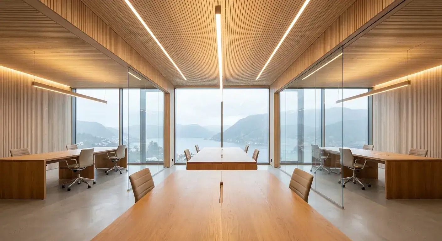 Lysdesign i Bergen: Hvordan optimal belysning forvandler næringsbygg og kontorer - Featured Image